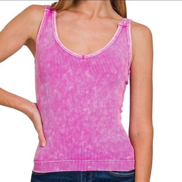 Zenana Outfitters Tops - Zenana Outfitters Hot Pink Tank Top With Removable Bra Pads Sz S/M NWOT